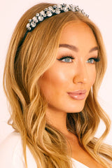 Silver Large Diamante Hair Band - Marelyn-Hair