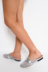 Silver Mesh Bar Detail Loafers - Zafira-Flats