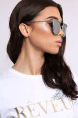 Silver Metal Frame Aviator Sunglasses - Nell-Sunglasses