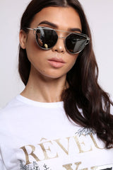 Silver Metal Frame Aviator Sunglasses - Nell-Sunglasses