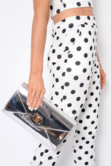 Silver Metallic Envelope Chain Strap Clutch Bag - Jasey-Bags