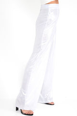 Silver Metallic High Waist Wide Leg Trousers - Lissette-Trousers