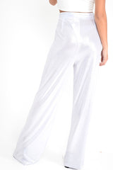 Silver Metallic High Waist Wide Leg Trousers - Lissette-Trousers