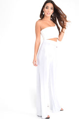 Silver Metallic High Waist Wide Leg Trousers - Lissette-Trousers