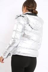 Silver Metallic Puffer Jacket - Rochelle-Coats