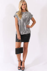 Silver Metallic Shimmer Top - Fearne-Tops