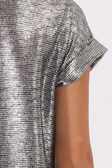 Silver Metallic Shimmer Top - Fearne-Tops