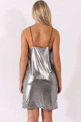 Silver Metallic Slip Dress - Zen-Dresses