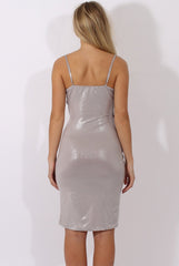 Silver Metallic Wrap Around Dress - Alesha-Dresses