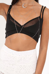 Silver Moon Chain Bralet Body Harness - Hali-Jewellery