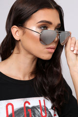 Silver Reflective Aviator Sunglasses - Rhio-Sunglasses