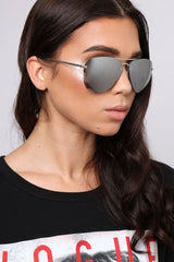 Silver Reflective Aviator Sunglasses - Rhio-Sunglasses