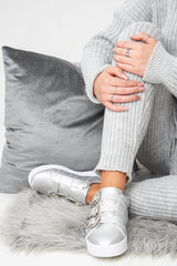 Silver Satin Triple Western Buckle Trainers - Emmarae-Trainers