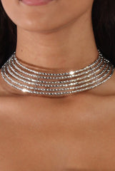 Silver Shimmer Structured Choker - Aja-Accessories