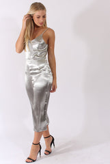 Silver Silky Culotte Jumpsuit - Berry-Jumpsuits