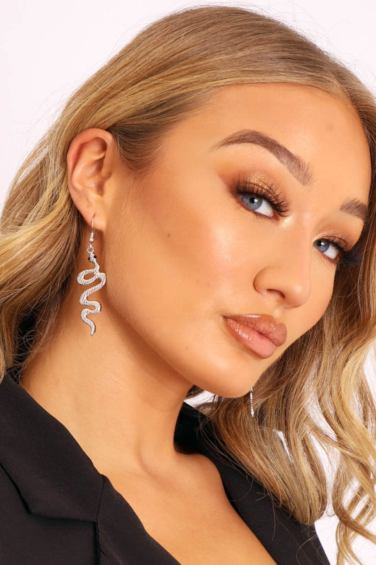 Silver Snake Earrings - Galya