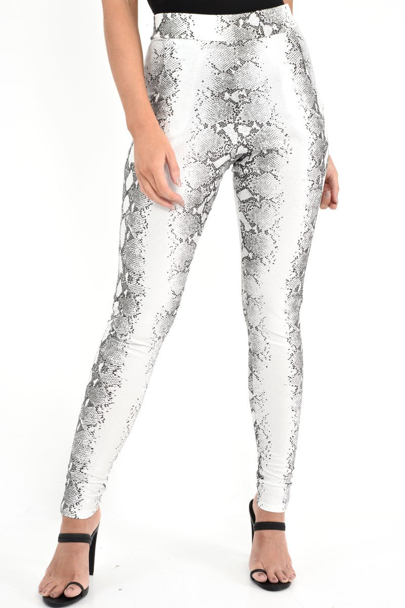 Silver Snake Shimmer High Waist Skinny Trousers - Briele-Trousers