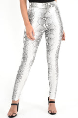 Silver Snake Shimmer High Waist Skinny Trousers - Briele-Trousers