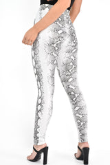 Silver Snake Shimmer High Waist Skinny Trousers - Briele-Trousers
