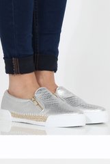 Silver Snakeskin Skater - Sophie-Shoes