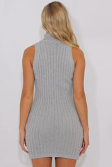 Silver Sparkle Knitted Turtleneck Dress - Mila-Dresses