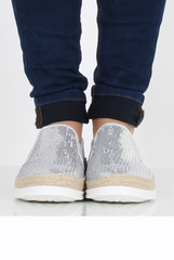 Silver Sparkle Rope Detail Pumps - Yinka-Shoes