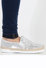 Silver Sparkle Rope Detail Pumps - Yinka-Shoes