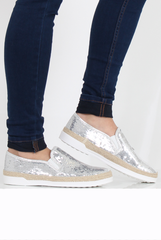 Silver Sparkle Rope Detail Pumps - Yinka-Shoes