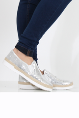 Silver Sparkle Rope Detail Pumps - Yinka-Shoes