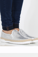 Silver Sparkle Rope Detail Pumps - Yinka-Shoes