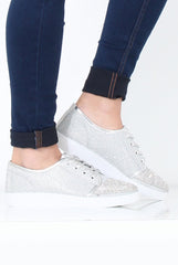 Silver Sparkly Pumps - Elle-Shoes