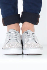 Silver Sparkly Pumps - Elle-Shoes