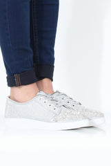 Silver Sparkly Pumps - Elle-Shoes