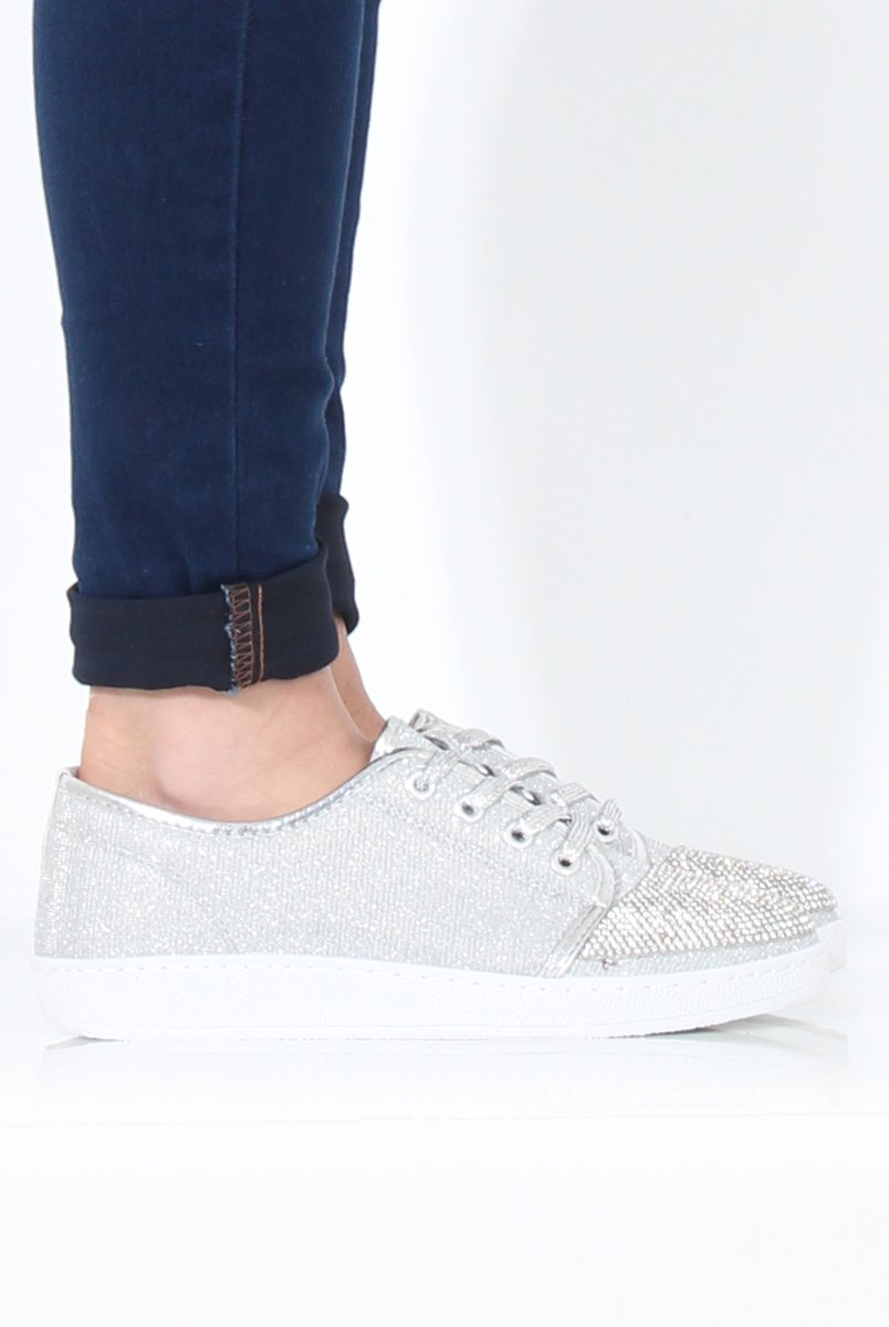 Silver Sparkly Pumps - Elle-Shoes