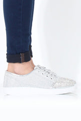 Silver Sparkly Pumps - Elle-Shoes