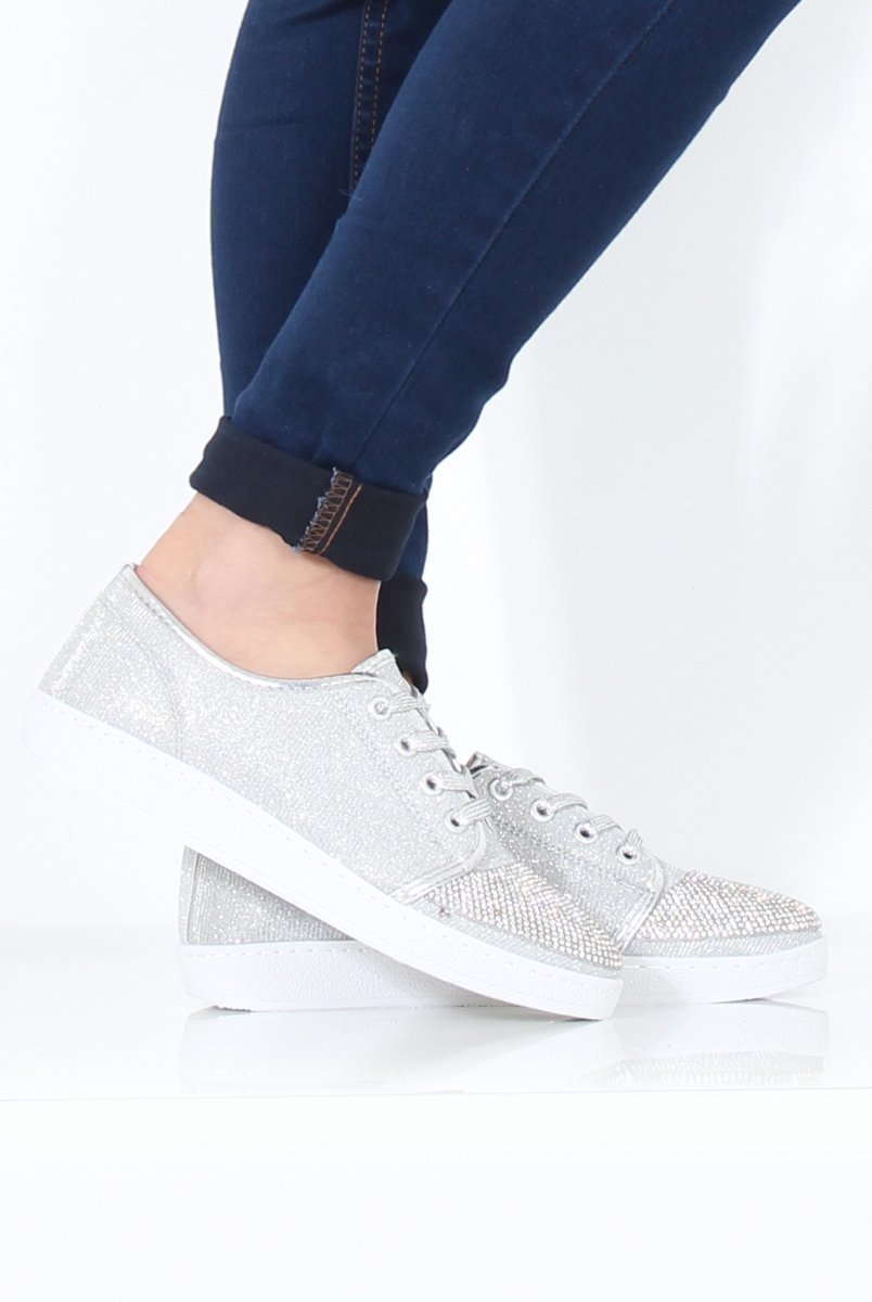 Silver Sparkly Pumps - Elle-Shoes