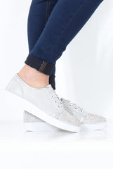 Silver Sparkly Pumps - Elle-Shoes