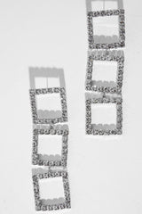 Silver Square Drop Diamante Embellished Earrings - Euna-Jewellery