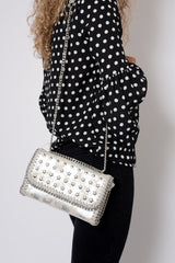 Silver Star Studded Metal Edge Clutch Bag -Teri-Bags