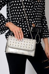Silver Star Studded Metal Edge Clutch Bag -Teri-Bags