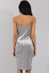 Silver Velvet Wrap Around Dress - Hannah-Dresses