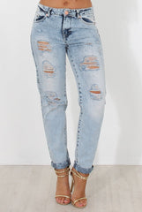 Sina Light Blue Boyfrend Jeans-Jeans