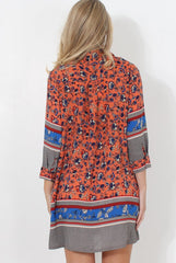 Sissi Coral Floral Shirt Dress-Dresses