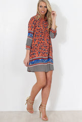 Sissi Coral Floral Shirt Dress-Dresses