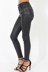 Skinny Fit High Waisted Leather Look Jeans - Bianca-Jeans