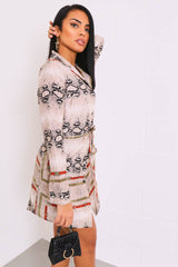 Snake Chain Print Belted Shirt Dress - Karly-Dresses