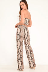 Snake Print Bandeau And Wide Leg Trousers Co-ord - Freddie-Co-ords