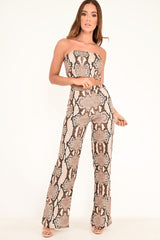Snake Print Bandeau And Wide Leg Trousers Co-ord - Freddie-Co-ords