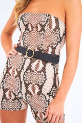Snake Print Bandeau Unitard - Danira-Playsuits