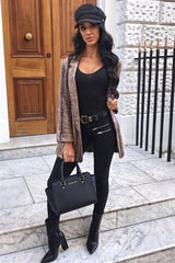 Snake Print Coated Longline Blazer - Avilyn-Jackets